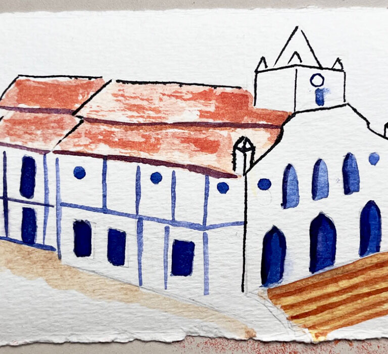 Pintura em aquarela: Igreja N.S dos Pretos Livres - Paracatu