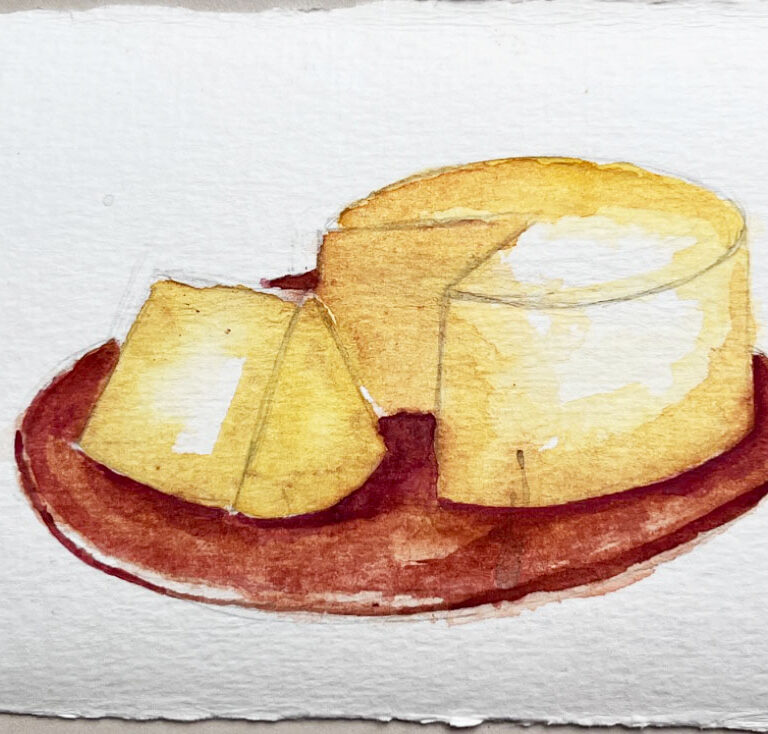 Pintura em aquarela: Queijo Canastra